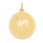 14k PUG Engravable Disc Dog Charm