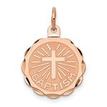 14k Rose Gold BAPTISM with Cross Round Disc Charm