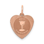 14k Rose Gold HOLY COMMUNION Heart Disc Charm