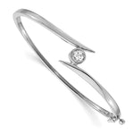 14k White Gold Complete 1/2 carat AAA Diamond Hinged Oval Bangle Bracelet