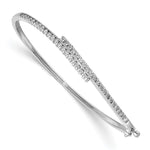 14k White Gold Complete 1 carat AA Diamond Hinged Oval Bangle Bracelet