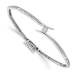 14k White Gold Complete 1/4 carat AAA Diamond Hinged Oval Bangle Bracelet