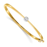 14k Two-tone Complete 1/4 carat VS Diamond Hinged Oval Bangle Bracelet