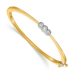 14k Two-tone Complete 3-Stone 1/2 carat VS Diamond Hinged Oval Bangle Bracelet