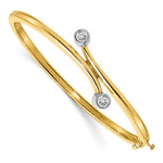 14k Two-tone Complete 2-Stone 1/2 carat AA Diamond Hinged Oval Bangle Bracelet