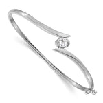 14k White Gold Complete 3/8 carat Oval AAA Diamond Hinged Oval Bangle Bracelet