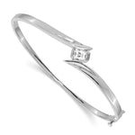 14k White Gold Complete 3/4 carat Emerald-cut VS Diamond Hinged Oval Bangle Bracelet