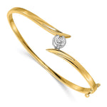 14k Two-tone Complete 1/4 carat AAA Diamond Hinged Oval Bangle Bracelet