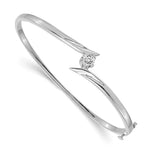14k White Gold AAA Diamond Hinged Bangle