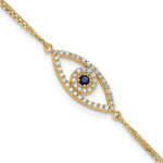 14k Complete A Diamond and Sapphire Evil Eye 2-Strand Bracelet with Extender