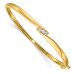 14k Complete 3-Stone 1/8 carat AAA Diamond Hinged Oval Bangle Bracelet
