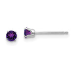 14k White Gold Amethyst Stud Earrings