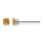 14k White Gold Round November/Citrine Stud Earrings
