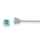 14k White Gold Blue Topaz Stud Earrings