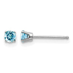 14k White Gold Round December/Blue Topaz Stud Earrings