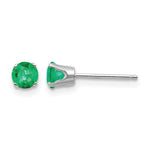 14k White Gold Round May/Emerald Stud Earrings