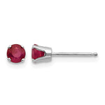 14k White Gold Round July/Ruby Stud Earrings