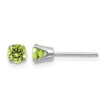 14k White Gold Round August/Peridot Stud Earrings