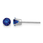 14k White Gold Round September/Sapphire Stud Earrings