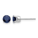 14k White Gold Round September/Natural Sapphire Stud Earrings
