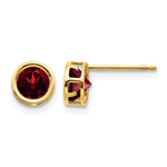 14k Round Bezel January/Garnet Post Earrings