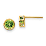 14k Bezel Peridot Stud Earrings