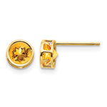 14k Round Bezel November/Citrine Post Earrings
