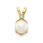 14k Diamond and June/Freshwater Cultured Pearl Birthstone Pendant