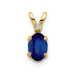14k Diamond and 6x4 Oval September/Sapphire Birthstone Pendant