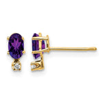 14k Diamond and 5x3 Oval February/Amethyst Birthstone Earrings