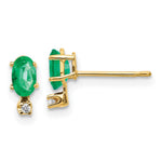14k Diamond & Emerald Birthstone Earrings