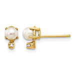 14k Diamond and June/Freshwater Cultured Pearl Birthstone Earrings