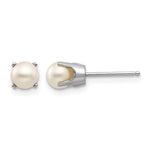14k White Gold Round June/Freshwater Cultured Pearl Stud Earrings