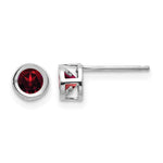 14k White Gold Round Bezel January/Garnet Post Earrings