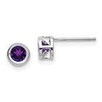 14k White Gold Bezel February/Amethyst Post Earrings
