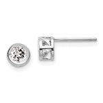 14k White Gold Bezel April/White Topaz Post Earrings
