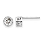 14k White Gold Round Bezel April/White Topaz Post Earrings