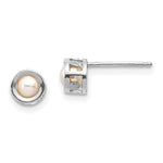 14k White Gold Bezel June/FW Cultured Pearl Post Earrings
