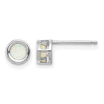 14k White Gold Round Bezel October/Opal Post Earrings