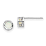 14k White Gold Bezel October/Opal Post Earrings