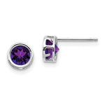 14k White Gold Bezel Amethyst Stud Earrings