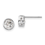 14k White Gold Bezel White Topaz Stud Earrings