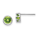 14k White Gold Bezel Peridot Stud Earrings