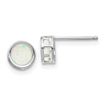 14k White Gold Bezel Opal Stud Earrings