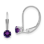 14k White Gold Amethyst/February Earrings