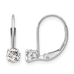 14k White Gold Round April/White Topaz Leverback Earrings