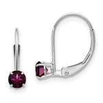 14k WG Round June/Rhodolite Leverback Earrings