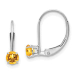 14k White Gold Round November/Citrine Leverback Earrings
