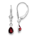 14k 6x White Gold Garnet/January Earrings