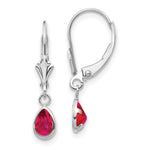14k White Gold 6x July/Ruby Earrings